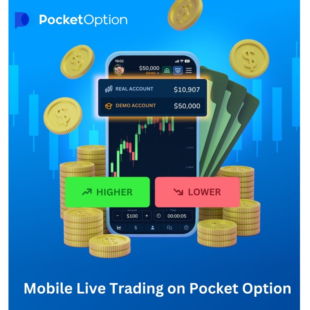 Mobile live trading on Pocket Option.